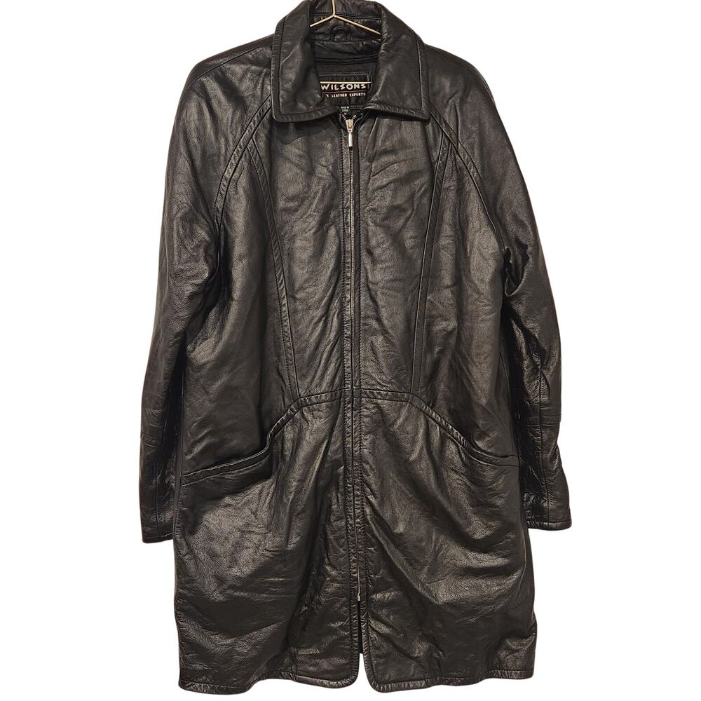 Vintage Wilsons Leather lined black car coat size medium - Picture 2 of 11